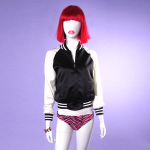 Satin Crop Signature Baseball Jacket