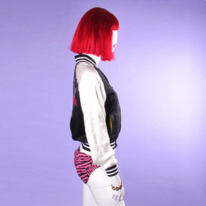 Satin Crop Signature Baseball Jacket