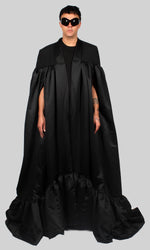 Satin Ruffle Cape Coat