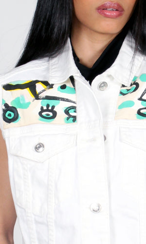 Abstract Denim Vest