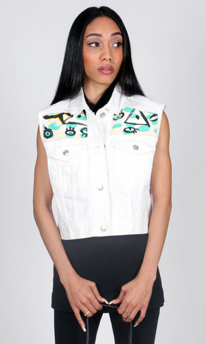 Abstract Denim Vest