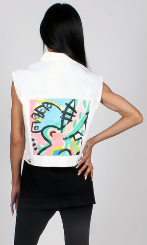 Abstract Denim Vest