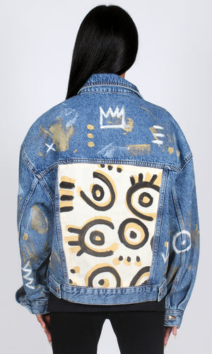 Abstract Denim Patch Jacket