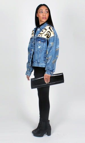 Abstract Denim Patch Jacket