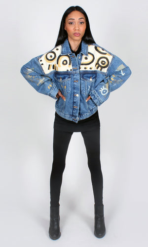 Abstract Denim Patch Jacket
