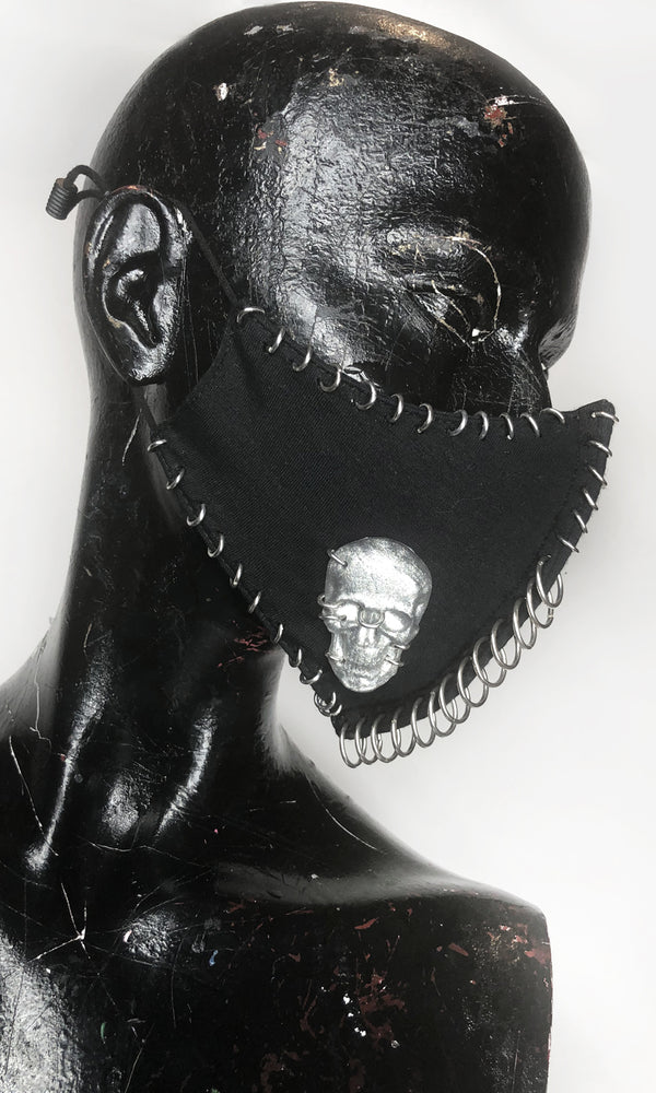 Silver Skull Cotton Pierced Mask