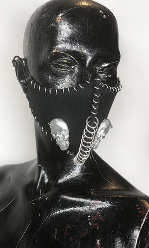 Silver Skull Cotton Pierced Mask