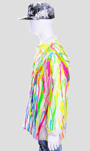 Men's Liquid Silicone Drip Button Down - Rainbow