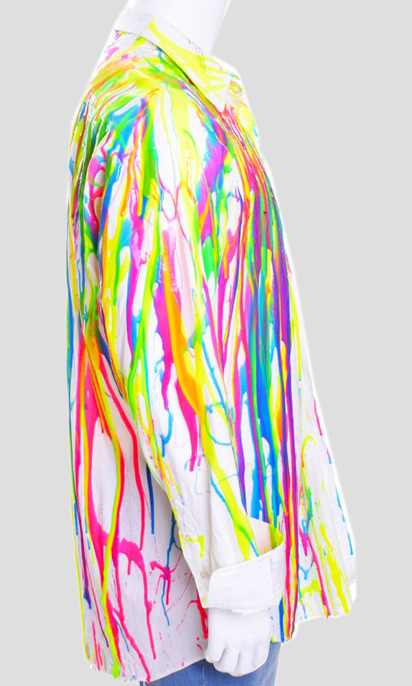 Men's Liquid Silicone Drip Button Down - Rainbow
