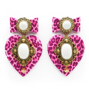 Medium Rose Pink Acrylic Mirror Leopard Face Dangle Earrings – Sapphire  Frills