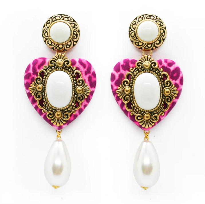 Leopard Cherish Pink Pearl Earrings – Patricia Field ARTFASHION