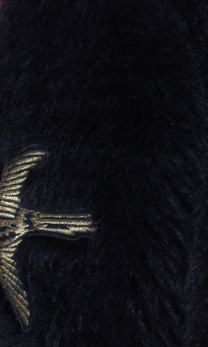 Embroidered Faux Fur Coat