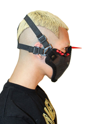 Red Spike Mesh Face Guard