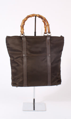 Vintage Bamboo Handle Canvas Tote