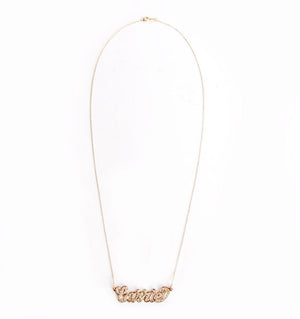 Custom Nameplate Diamond Necklace 14K Gold