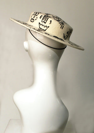 Cream Felt Doodle Hat