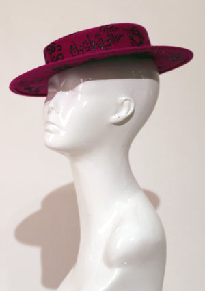 Magenta Felt Boater Hat