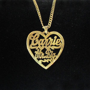 14K Gold 'Heart Pendant' Custom Nameplate Necklace