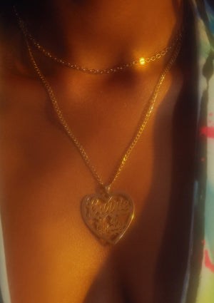 Catalunya Rhinestone Heart Pendant Necklace Gold/White One Size