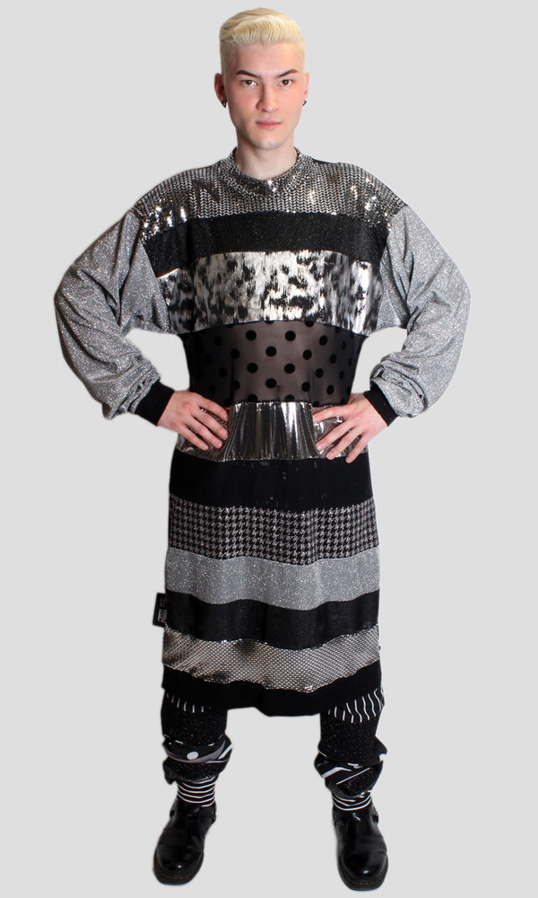 DOPE Oversized Stripes Dress in Silver