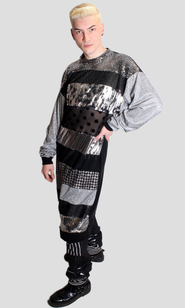 DOPE Oversized Stripes Dress in Silver