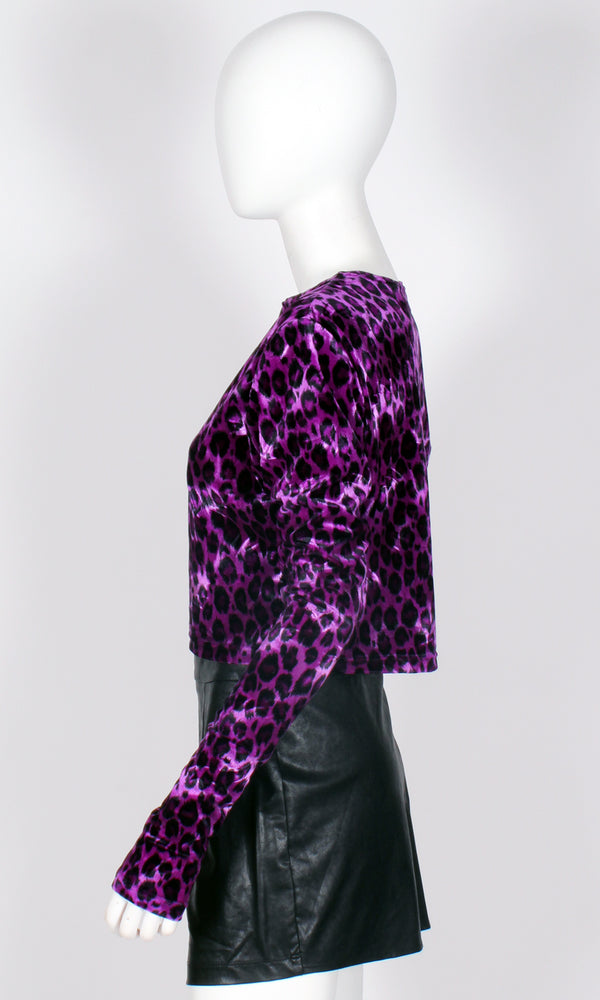 Purple Velvet Leopard Crop