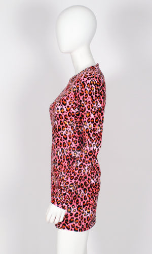 Pink Velvet Leopard Dress