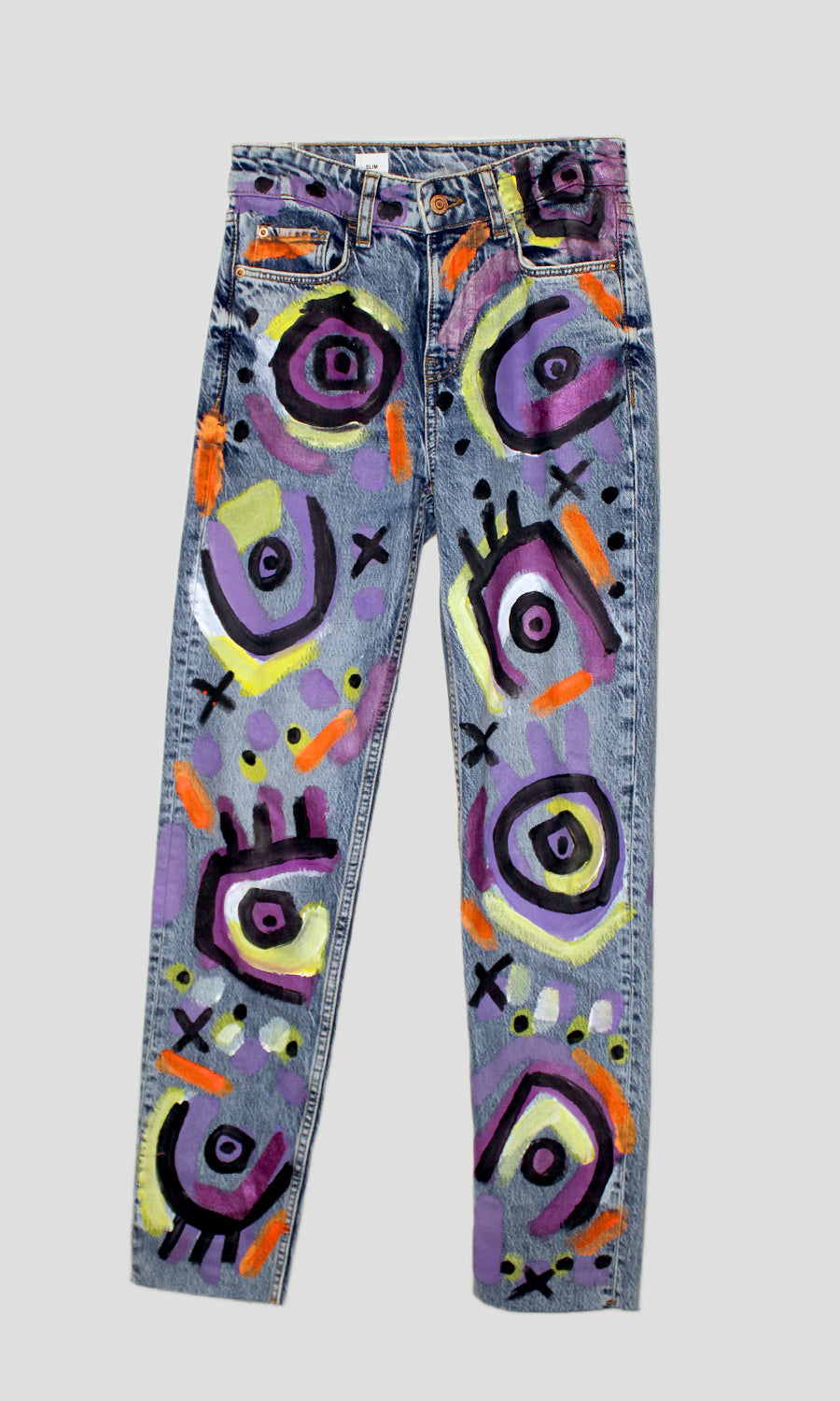 ◆THE MUSEUM VISITOR◆ HAND PAINTED DENIM PANTS YELLOW 10317 HAND PAINTED DENIM PANTS (YELLOW) : THE MUSEUM VISITOR