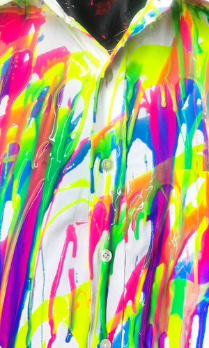 Men's Liquid Silicone Drip Button Down - Rainbow