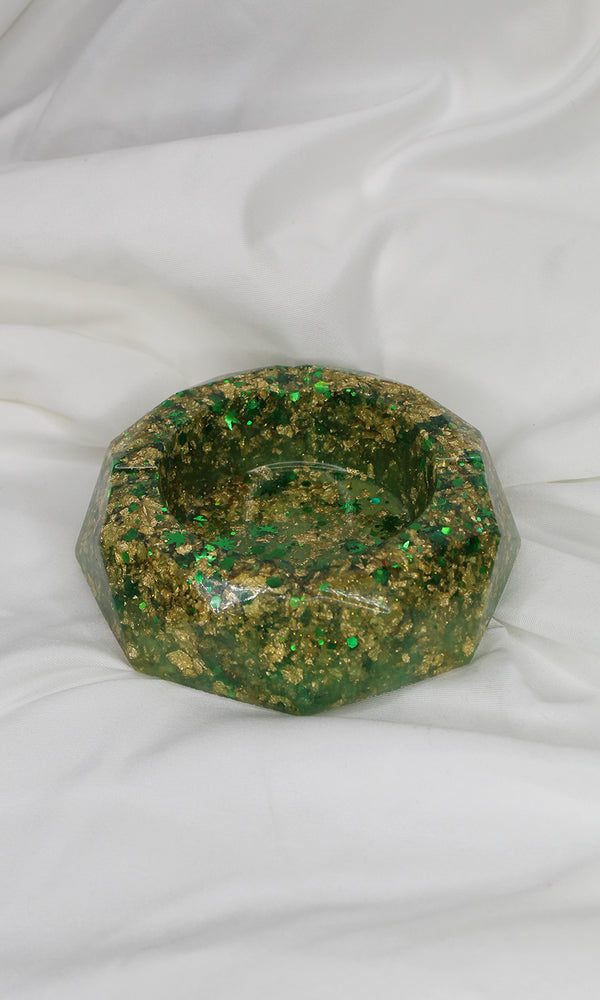 Green Weed Glitter Diamond Resin Ashtray