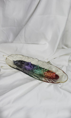 Clear Rainbow Feather Jewelry Tray