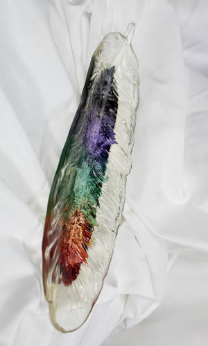 Clear Rainbow Feather Jewelry Tray