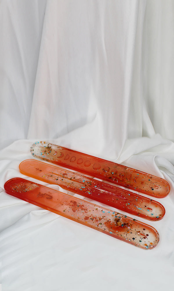 Orange Glitter Incense Holder (Set of 3)