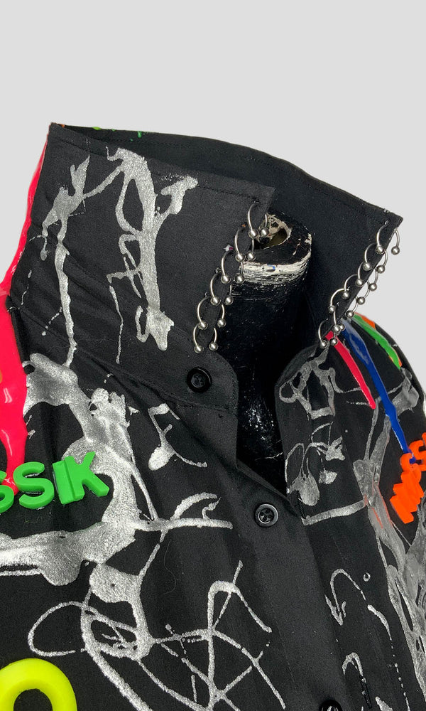 'I'M SSIK' Multi-Fluo Dripped Button Down Shirt