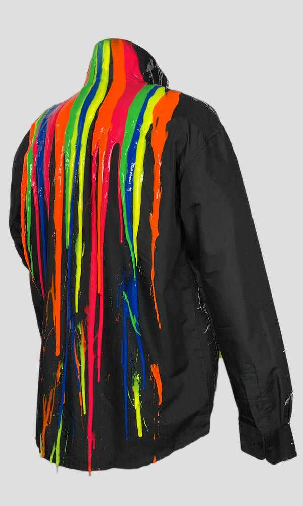 'I'M SSIK' Multi-Fluo Dripped Button Down Shirt