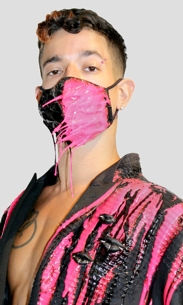 Two Face Black + Pink Drip Face Mask