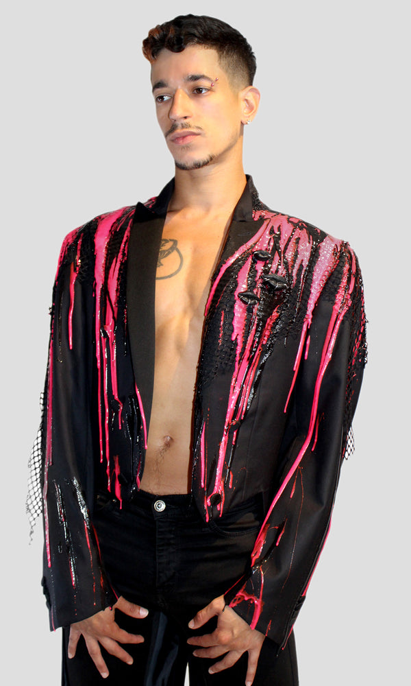 Pink Net Skull Tailcoat Drip Coat