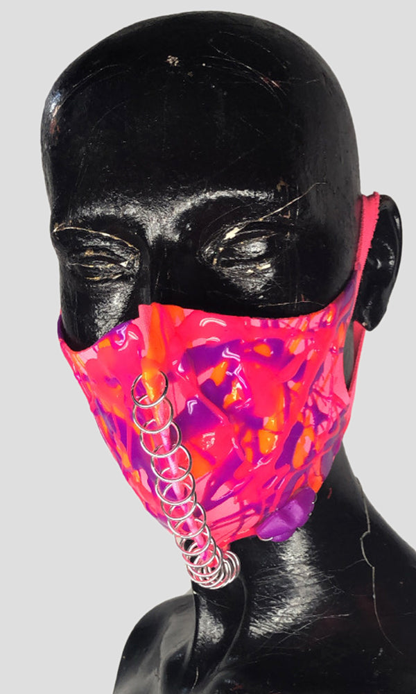 Pierced Neoprene Mask - Neon Pink