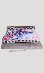 Graffitied & Embellished Silver Clutch