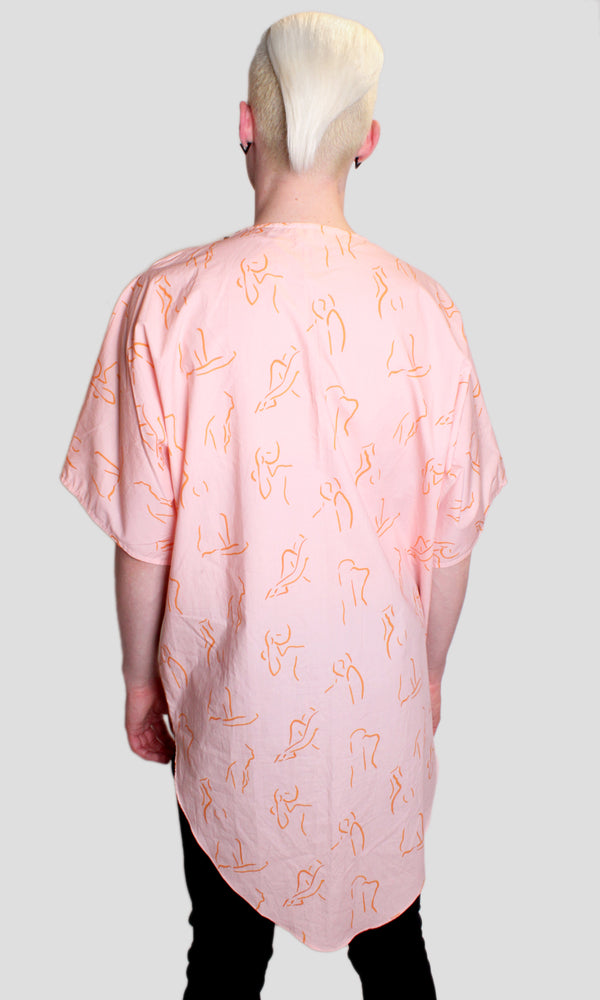 Pop Art Long Cotton Shirt - Peach