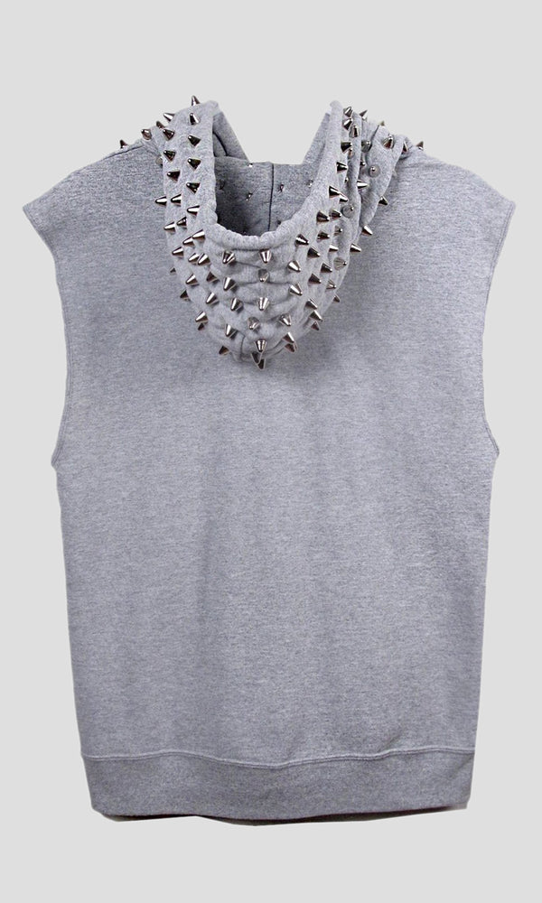All Over Spiked Sleeveless Hoodie - Multiple Colors
